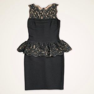 Tadashi Shoji Lace Peplum Cocktail Dress Women’s Medium Black